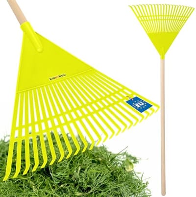 KOTARBAU® Bladhark, Tuinhark van Kunststof, 55 cm, Kersen, met Steel, Gazonhark, Waaierbezem, Lichtgewicht Hark, Stevige Hark