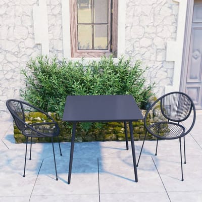 vidaXL - 3-delige - Tuinset - PVC-rattan - zwart