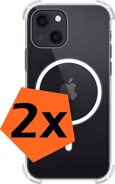 Hoes - 2 Stuks - Geschikt voor Apple iPhone 15 - Magsafe Compatible - Sterk & Shockproof - Back Cover - Shock Proof Case - Telefoon Hoes - Transparant
