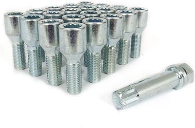 Conische wielbouten 28mm - Zilver - M14x1.5 / M14x1,5 - Set van 20 bouten + sleutel - Ster/Inbus