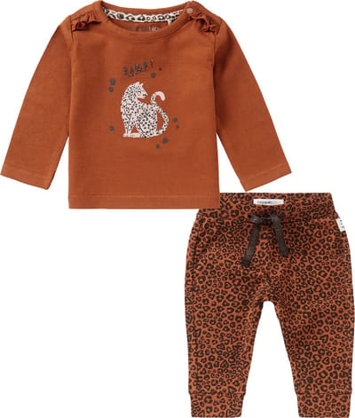 Noppies kledingset (2delig) Broek Bergville panter en shirt Roedtan - Maat 56