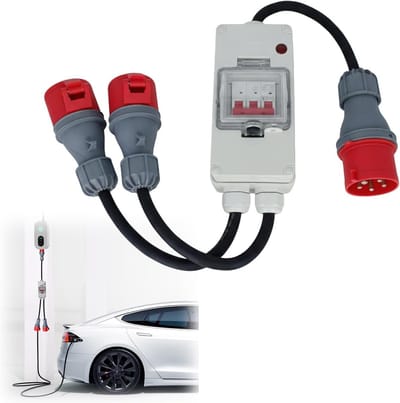 CEE Adapter 5-Pin 32A naar 16A, 0.5 m aan beide uiteinden, H07RN-F, 5 x 2.5 mm², Sterke Stroomverdeler, Geschikt voor Camping, Motorhome en Industrie, Waterdicht en Stofdicht