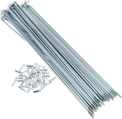 Set van 13G Fietsspaken voor Fietswielen - 189 mm Lengte, Gegalvaniseerd Staal, Zilver Kleurig, Duurzaam en Sterk