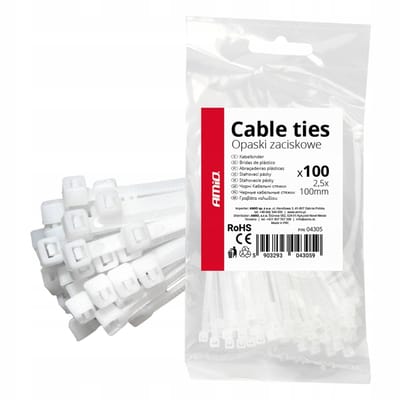 Witte Kabelbinders 2,5x100mm - 100 Stuks