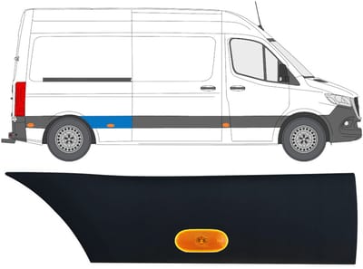 Sierlijst zijlijst achter spatbord met lamp voor Mercedes Sprinter 2018-