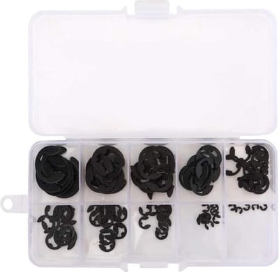 Ring Clips - E-Clips Set - Bevestigen van Onderdelen - 10 Verschillende Maten - 1.5-10 Mm - Zwart