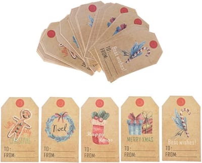 Kerst cadeaulabels - naamlabels - labels karton - kerstcadeau - kerstkado - Kerst kous - 15 stuks incl. touw