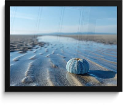 Poster in lijst - Fotolijst 40x30 cm - Posters - Strand - Schild - Water - Blauw - Posterlijst zwart - Decoratie - Wanddecoratie woonkamer - Muurdecoratie slaapkamer