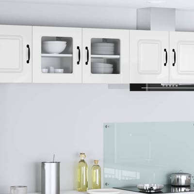 vidaXL - Wandglas - Kasten - PORTO - Hoogglans - wit - 40 - x - 31 - x - 40 - cm