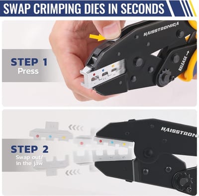 6-in-1 krimpgereedschapset voor professionele toepassingen - Verwisselbare matrijzen voor diverse krimpconnectoren