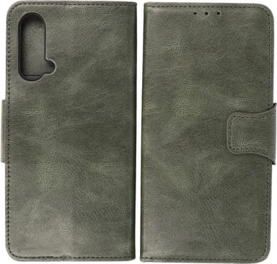 OnePlus Nord CE 5G Hoesje - Portemonnee Book Case - Kaarthouder & Magneetlipje - Kunstleer - Donker Groen