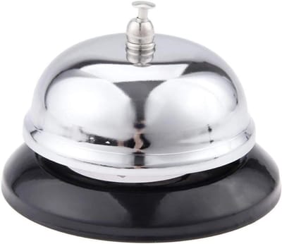 Receptie Bel - Servicabel Tafelbel - Service Oproepen - Hoogglans Chroom Staal - 12.2 x 10.6 x 7.8 cm - Zilver