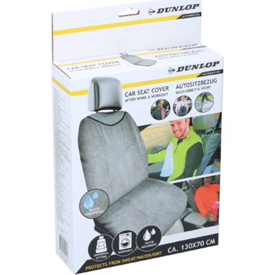 Dunlop Badstof Autostoelhoes 130 X 70 Cm - Universele Pasvorm - Machinewasbaar - Grijs