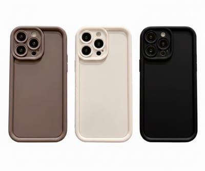 Zwart beige bruin telefoon hoesje – backcover – geschikt voor iPhone 16 Pro – zachte matte uitstraling – camera bescherming – set van 3 stuks