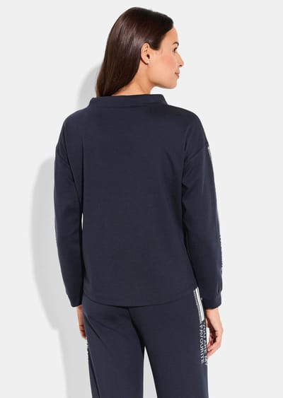 Sweatshirt met glitterdetails - marine - Gr. 48 van Goldner Fashion