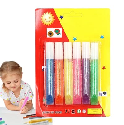 Knutselglitterlijm - Lijmstift Knutselpasta - Creatief Knutselen - Fijne Punt - 6 Stuks - Vivid Colors