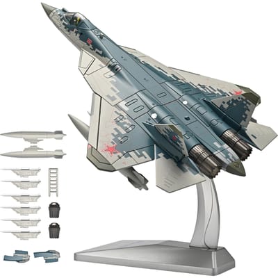 1:68 Sukhoi Su-57 Chasseur Russe Furtif Modèle en Alliage Moulé sous Pression Avion Militaire Décoration de Maison & Ornements pour Bureau d'Ordinateur Jouet