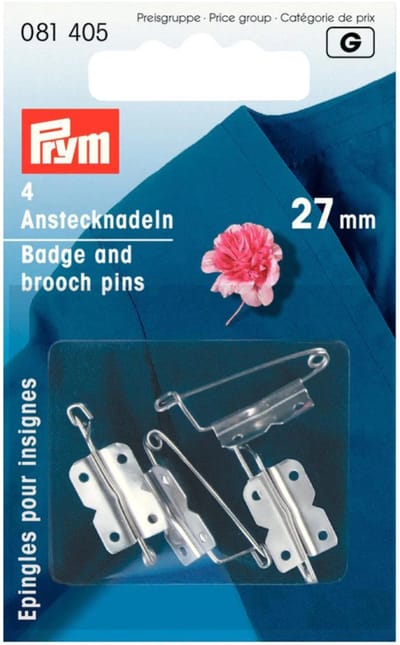Corsagespeldjes ijzer met plaatje 27 mm zilverkleurig 4 st.