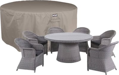 Raffles Covers ronde tuinsethoes - ⌀ 205 H: 85 cm - RDSR205 - Waterdicht - Ademend - UV-bestendig - Trekkoord - Beschermhoes tuinmeubelen