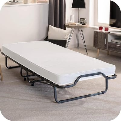 Vouwbed 90x200 cm – Luxe Opvouwbaar Logeerbed met Dik Matras, Stalen Frame & Wielen