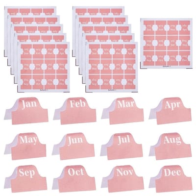 Dailygoods- Kalenderstickers 180 stuks - Zelfklevende Stickers - Decoratieve Stickers - 15 Vellen - Roze PVC - Maandstickers voor Planners - Plannerstickers