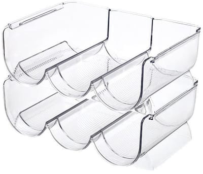 Stapelbare Waterfles- & Wijnhouder – Transparant PET, 2 Stuks, 6 Flessen, Compact en Duurzaam voor Keuken, Bar & Voorraadkast
