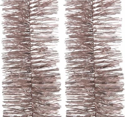 Decoris kerstslinger - 4x - lichtroze - 270 x 7 cm - Guirlande folie lametta - kerstboomversiering