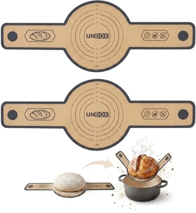 UNBOX 2 Stuks - Siliconen Bakmat - Deegmat - Broodslinger - Antiaanbak Bakmat voor Brood Maken - Zuurdesem Starter set - Broodmat met Lange Handgreep