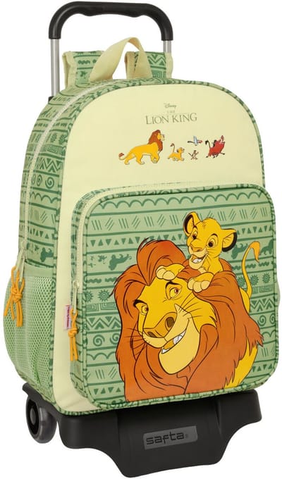 Schoolrugzak met Wielen Mufasa Groen Beige 33 x 42 x 14 cm