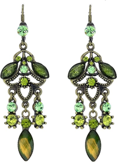 Behave - Oorhangers dames - Antiek goudkleur retro stijl - Groen detail