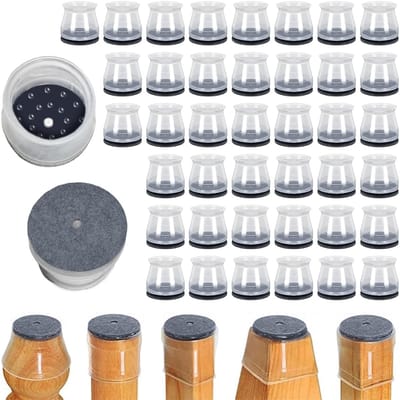 OUYLAF 40-pack Stoelpootdoppen - Stoelpoot sokken - 20-34 mm - Stoelpoot beschermers - Stoelsokken - Stoelpootbeschermers - Stoelsokjes met vilt - Anti-krasvilt - Antislipvilt - grijs
