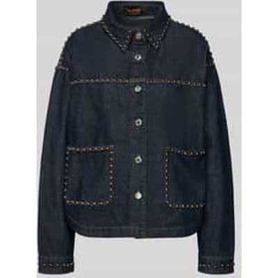 Relaxed fit jeansblouse met opgestikte zakken, model 'Studs'