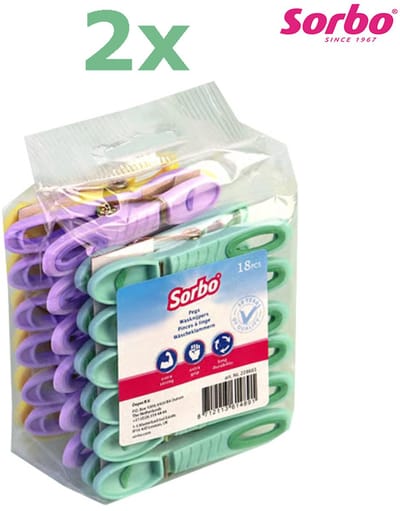 36 X Sorbo Wasknijpers - Soft Grip - UV Beschermd - Extra grip - Van Toen Het Nog Kwaliteit Was - Leuke Pastel Kleuren - 36 stuks - Wasknijpers Extra Sterk - Made in EU