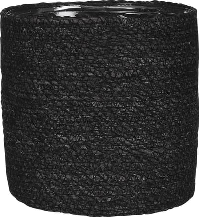 Mica Decorations Bloempot - rotan - zwart - jute - 20 x 20 cm - Met plastic binnenkant