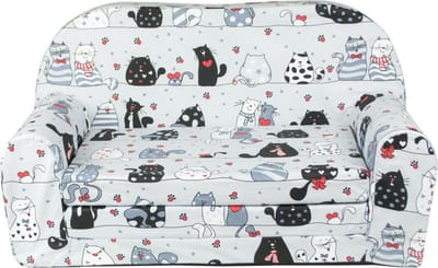 Kinder Slaapbank en logeerbed in één  85cm x 60cm  Grijze poezen