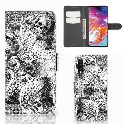 Telefoonhoesje met Naam Samsung Galaxy A70 Skulls Angel