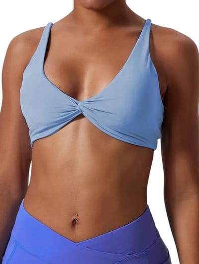 SparkNine Breezetwist SportBH - twist-design - M - blauw - stijlvol & ademend - met uitneembare pads - elegant & zacht