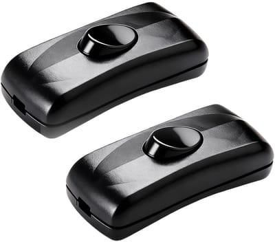 Snoerschakelaar - Tussenschakelaar - Lampen Bediening - 2A 250V Capaciteit - 10x5x2 cm - Zwart
