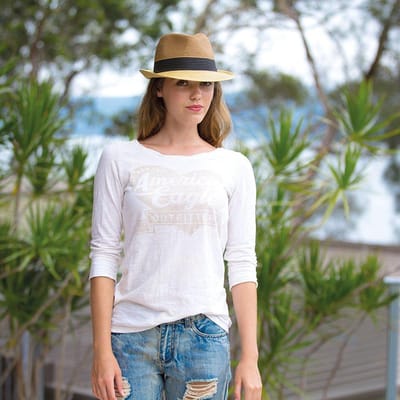 Stevie Trilby – Zomerhoed Dames & Heren Natuurlijke Vezel - Maat: L-XL: 61 cm - Natural/Black/Ivory