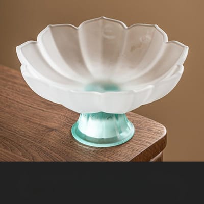 Gekleurde Glazuur Hoge Voet Lotus Vruchtenschaal Woonkamer en Theekamer Snack Display Schaal Hoge Uitstraling Roze Noten Thee Snack Schaal