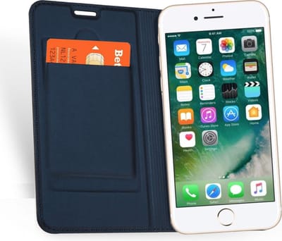 Hoesje geschikt voor Apple iPhone 7 Plus - Kunstlederen Wallet Hoesje Blauw - 360 Graden Beschermend Telefoonhoesje