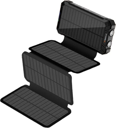 Heko Solar® Swung 2 - Solar Powerbank - 30000mAh - Ingebouwde USB-C/Micro/Lightning Kabels - Draadloze Oplader - Noodpakket, Noodstroom, Kamperen en Outdoor