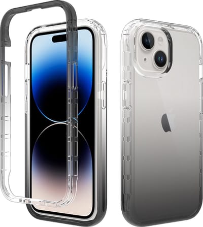 Hoesje geschikt voor iPhone 15 Plus - Full body - 2 delig - Shockproof - Siliconen - TPU - Zwart