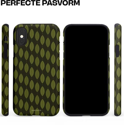 Casetastic hoesje geschikt voor Apple iPhone X / Apple iPhone XS - Dubbellaagse bescherming - Donkergroene Bladerendek - Fashion Case - Zwart Donkergroen