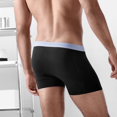 FreeFeel | Zwarte bamboe boxershort met lichtblauwe tailleband