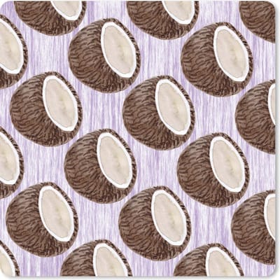 Muismat 20x20 cm - Mousepad Kokosnoot - Paars - Wit - Muismatten