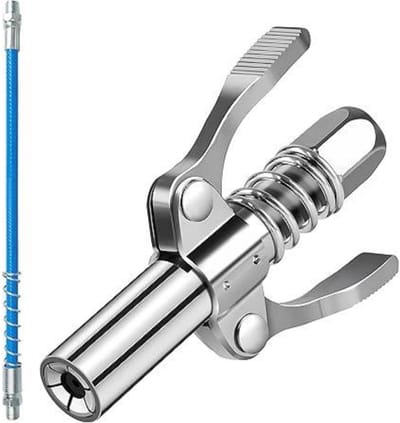 GELLDG Smeerpers - Verriegelingskoppelstuk voor Vetpistool - 10000 PSI Dubbele Greep G-Koppeling met 30cm Slang - Geschikt voor Standaard M6/M8/M10/M12/M14 - Metaal - Zelfvergrendelende Klemconstructie