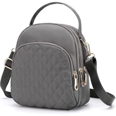 Sac à main en toile pour femme, sac à bandoulière double pour étudiante, sac d'école, sac à bandoulière de couleur unie, sac de voyage à carreaux 19*11*21cm gris