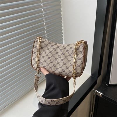 Casual Schoudertas met Ketting Eenvoudig Draagbaar Nieuw Retro Gepersonaliseerde Tas voor Vrouwen Koreaanse Stijl Frisse Textuur Okseltas white