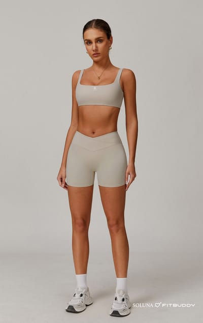 Fitbuddy Seamless Shorts GZL56 – Light Khaki – High Waist, Squatproof & Ademend – Dames – Maat S